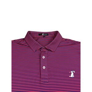 Birdie Retriever Mens Performance Golf Polo Shirt red Navy Blue Striped 3XL